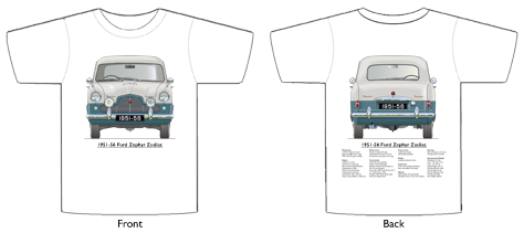 Ford Zephyr Zodiac 1951-56 T-shirt Front & Back